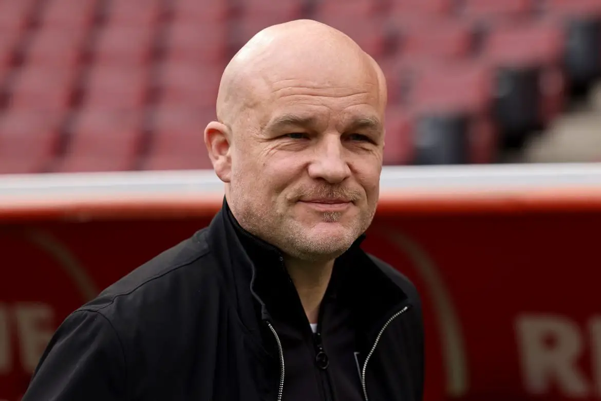 Borussia Mönchengladbach sporting director Rouven Schröder attends a Bundesliga match.