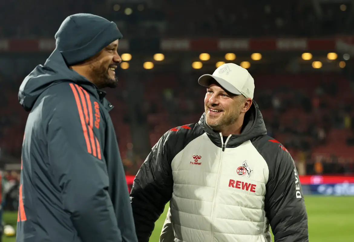 Köln head coach Lukas Kwasniok (right) with Bayern Munich head coach Vincent Kompany.