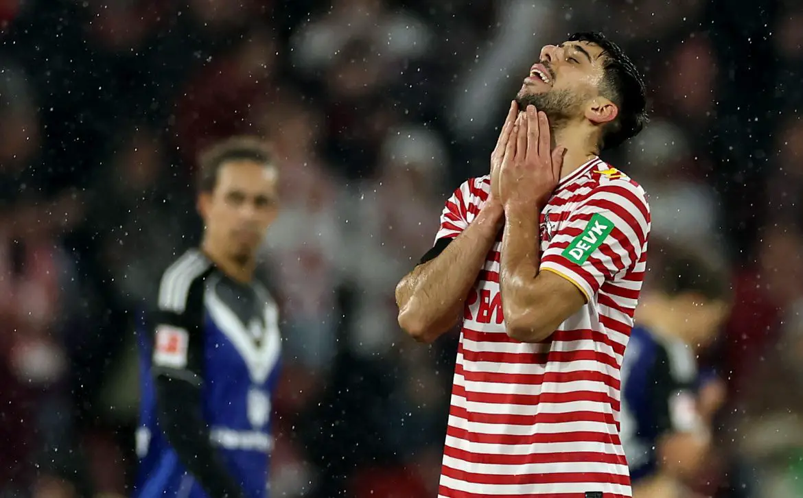 Turkish centre-back Cenk Özkacar representing 1. FC Köln in the Bundesliga.