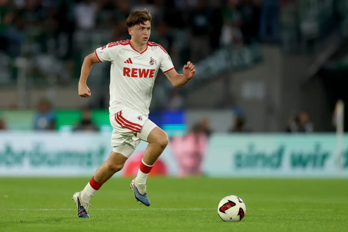 Tottenham's Mikey Moore playing for Cologne in the Bundesliga.