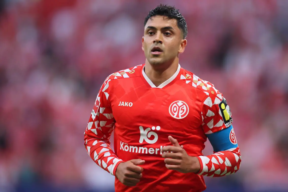 Nadiem Amiri serving as Mainz 05 captain during a Bundesliga match last season.