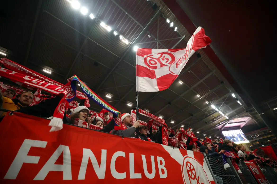 Mainz fans show support ahead of a Bundesliga match against Borussia Mönchengladbach.