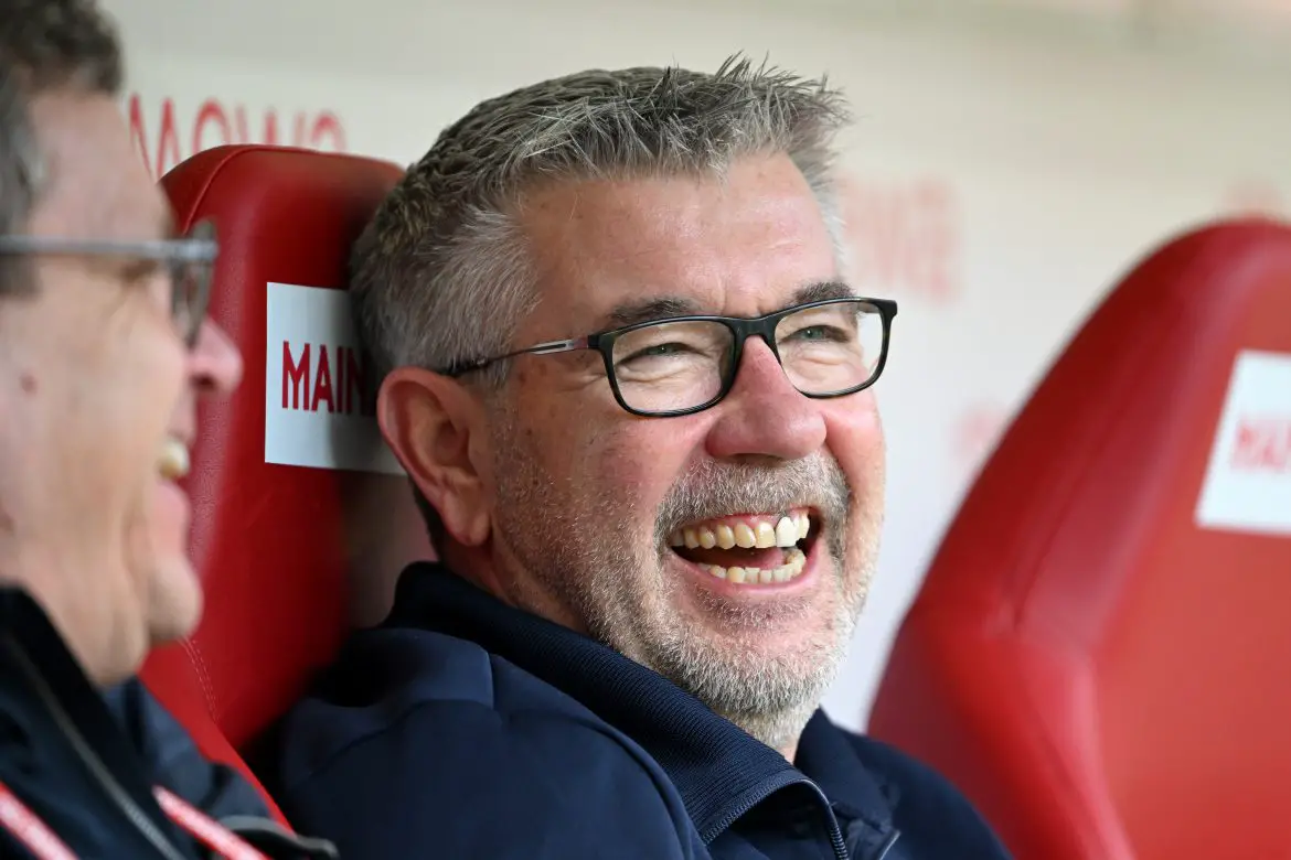 Mainz 05 trainer Urs Fischer during Sunday's Bundesliga match against Eintracht Frankfurt.