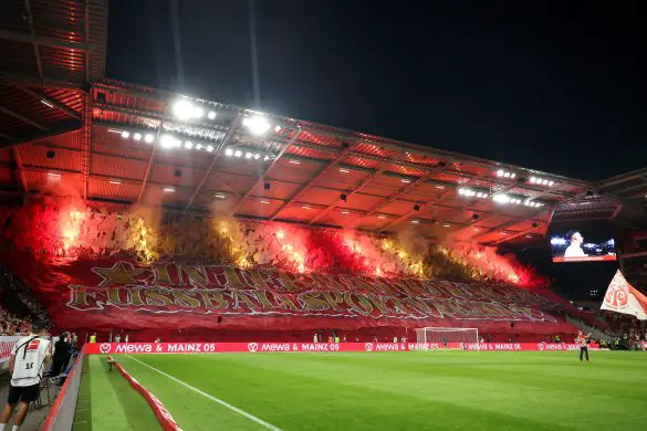 Mainz fans engage in a gorgeous choreo in last night's Conference League playoff fixture.