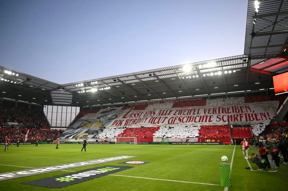 Mainz fans unveil a choreo compelling their Bundesliga club to make history ahead of Thursday night's Conference League kickoff.