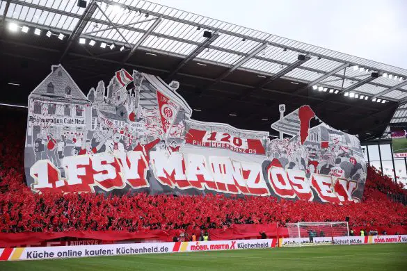 Fans of FSV Mainz 05 display a choreo.