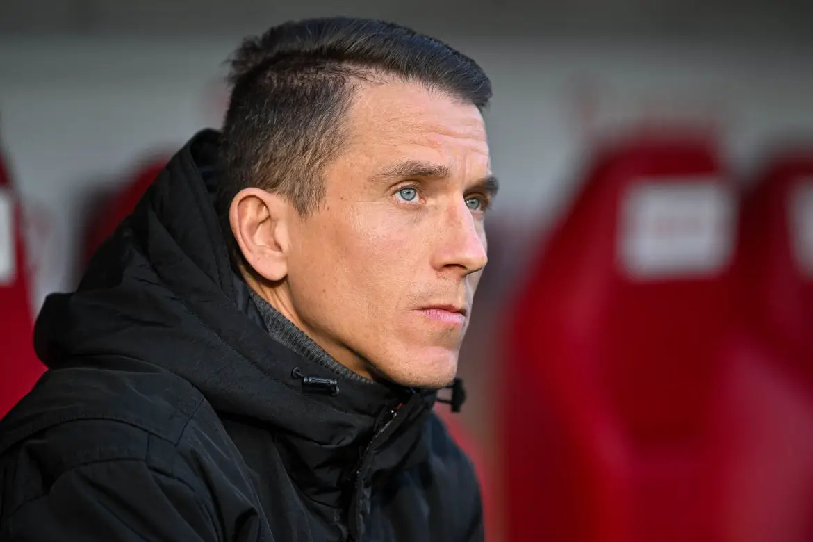 VfL Wolfsburg head coach Daniel Bauer during a recent Bundesliga match.