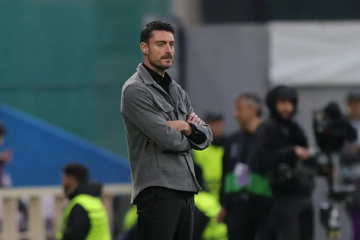 Soon-to-be-unveiled new Eintracht Frankfurt head coach Albert Riera working the touchline for NK Celje.