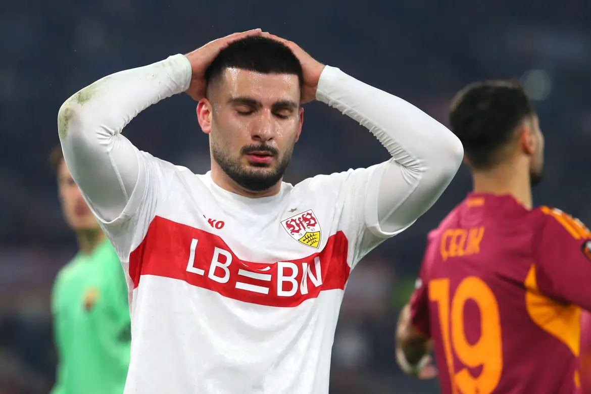 Stuttgart striker Deniz Undav rues a missed scoring opportunity in the Europa League.