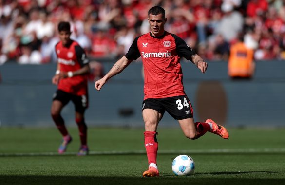 Granit Xhaka of Bayer Leverkusen in a Bundesliga game against Union Berlin.