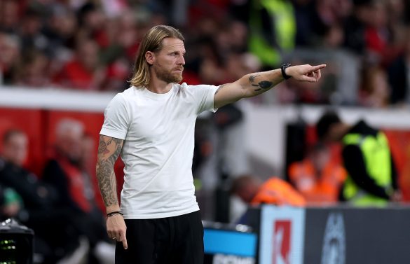 Borussia Mönchengladbach's Eugen Polanski working the Bundesliga sidelines on Sunday.