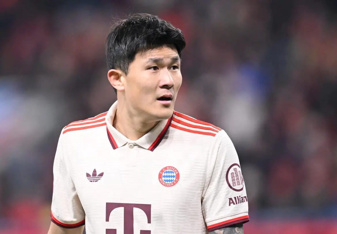 Kim Min-jae of Bayern Munich against Bayer Leverkusen.