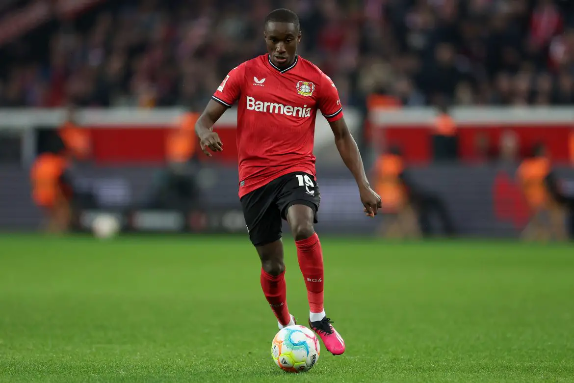 Moussa Diaby during his previous Bayer Leverkusen stint in 2023.