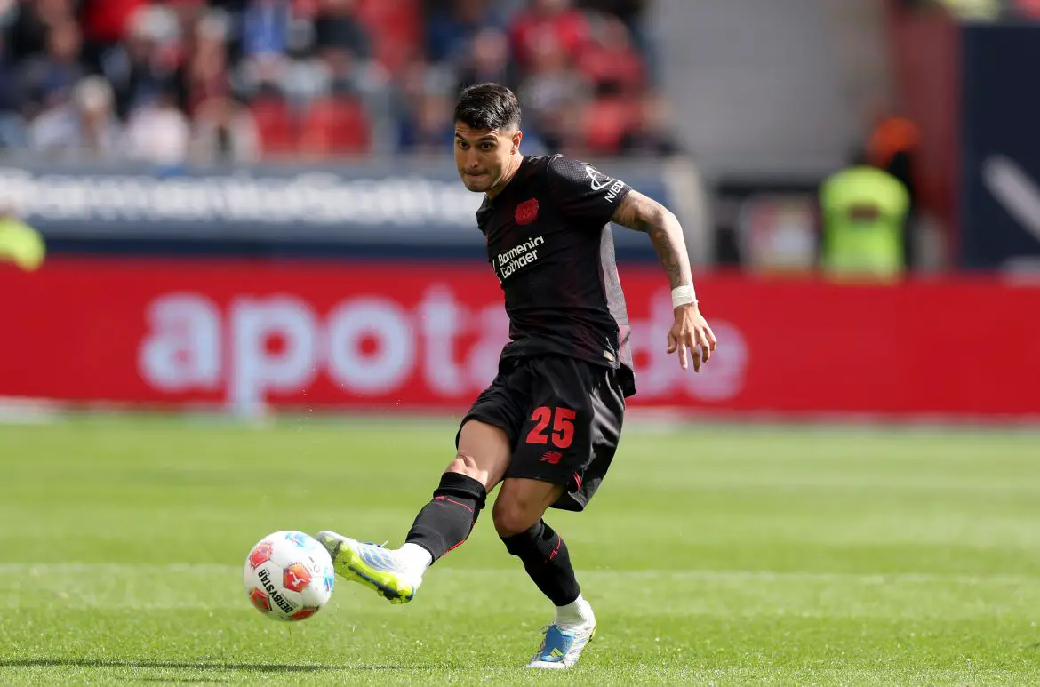 Bayer Leverkusen midfielder Exequiel Palacios.