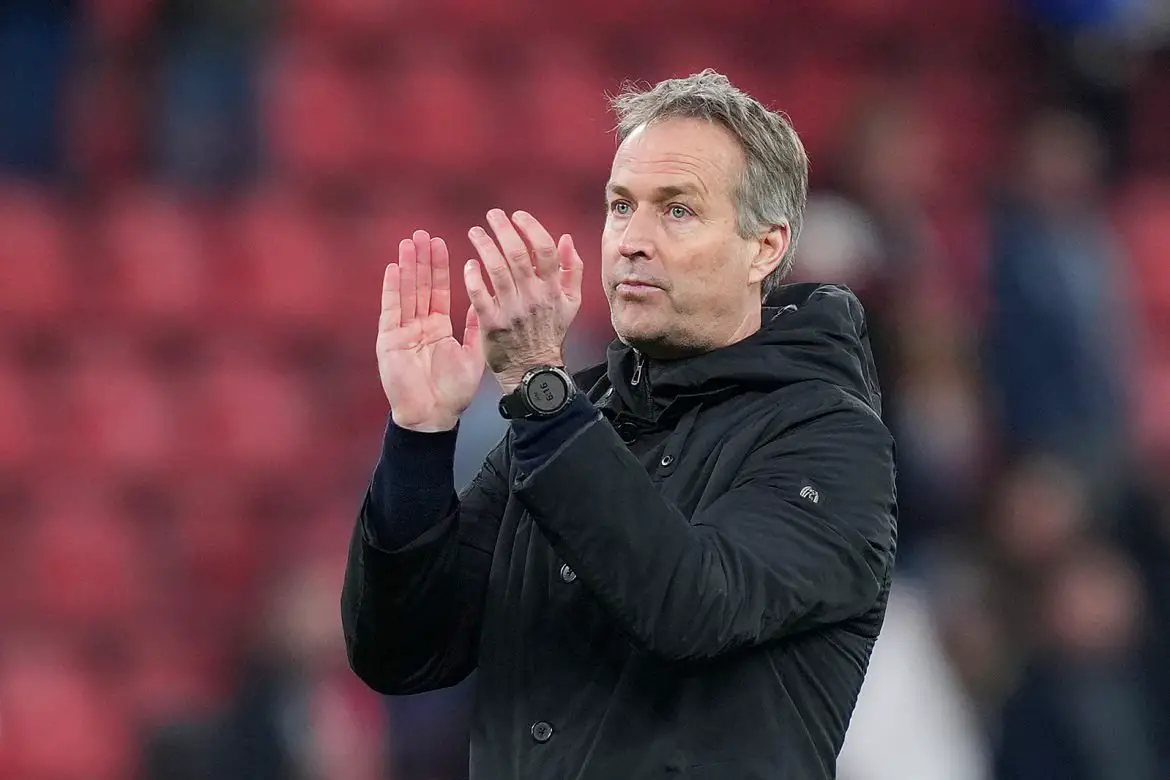 Bayer Leverkusen head coach Kasper Hjulmand celebrates his Bundesliga club's advancement to the 2025/26 UEFA Champions League Round-of-16 on Tuesday night.