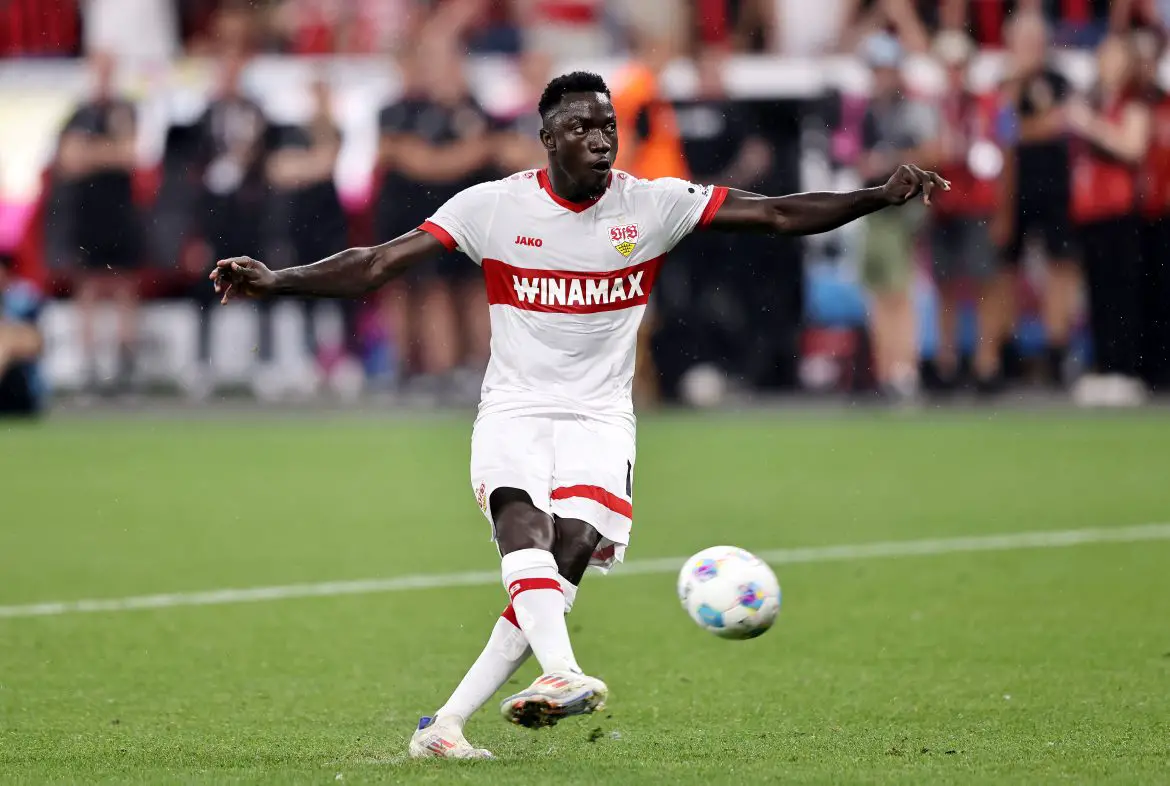 Congolese attacker Silas representing Stuttgart in the Bundesliga.