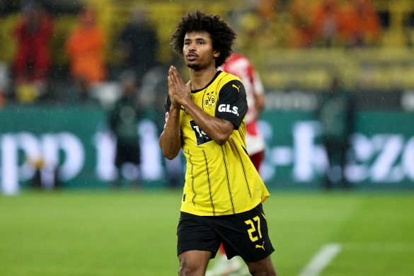 Borussia Dortmund forward Karim Adeyemi during a Bundesliga game against Union Berlin.