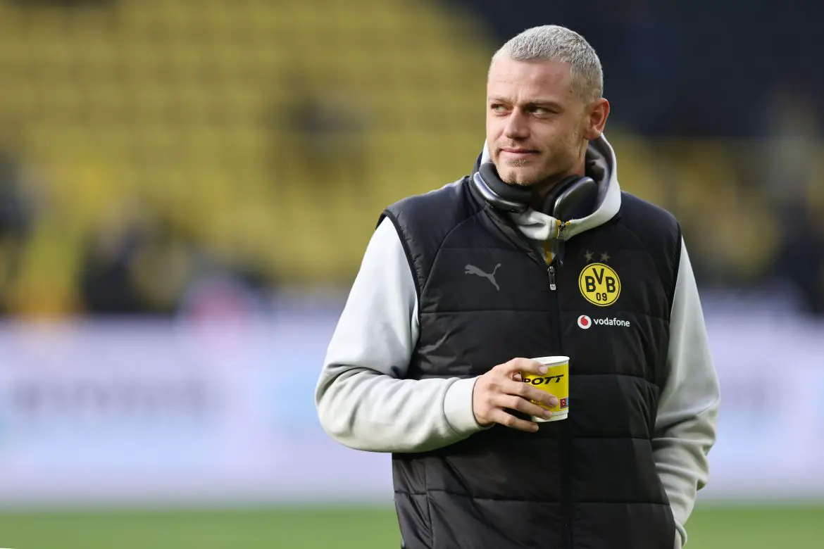 Borussia Dortmund's Julian Ryerson is seen prior to a Bundesliga match.