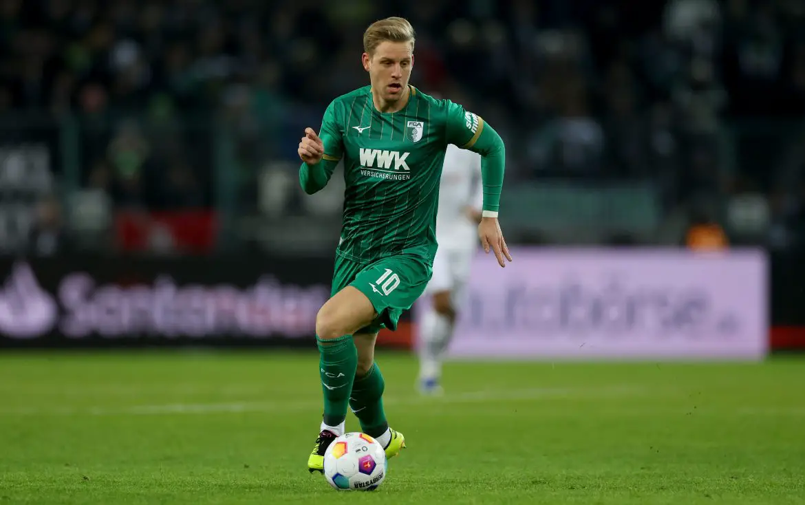 Former Germany U21 star Arne Maier playing for Augsburg in the Bundesliga.
