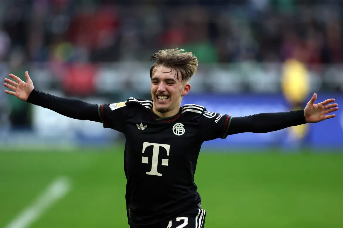 Borussia Mönchengladbach v FC Bayern München – Bundesliga Bayern Munich's Lennart Karl was visibly elated after scoring his maiden Bundesliga goal against Borussia Mönchengladbach.