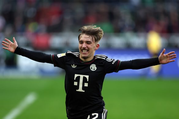 Bayern Munich's Lennart Karl was visibly elated after scoring his maiden Bundesliga goal against Borussia Mönchengladbach.