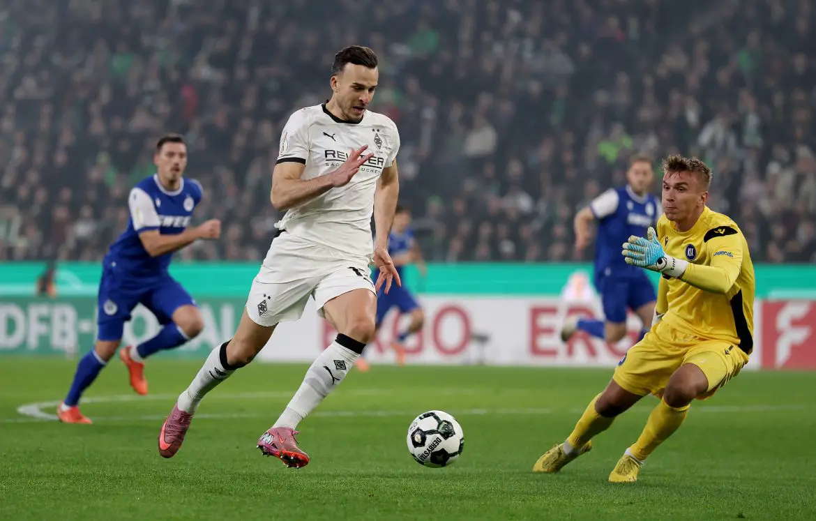 Bosnian striker Haris Tabakovic representing Bundesliga outfit Borussia Mönchengladbach in the DFB Pokal.