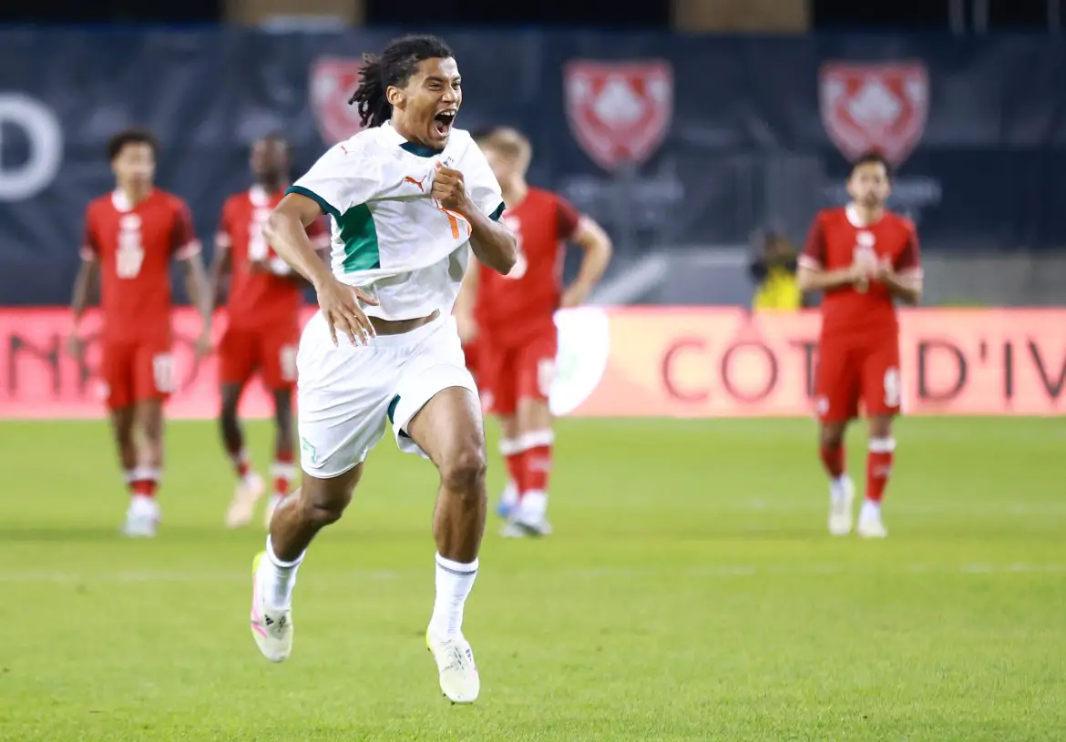 Clément Akpa of Auxerre representing Cote d'Ivoire internationally.