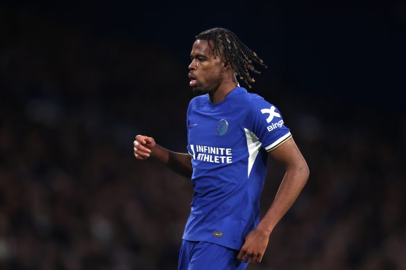 Carney Chukwuemeka playing for Chelsea.