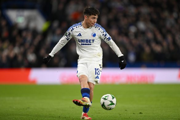 Rodrigo Huescas of FC Copenhagen playing against Chelsea in the Europa League.