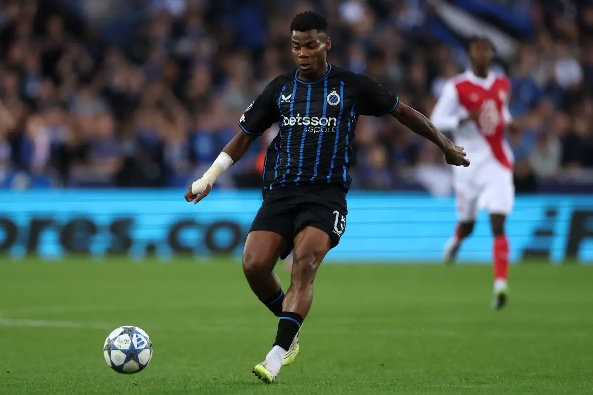 New Eintracht Frankfurt signing Raphael Onyedika playing for Club Brugge.