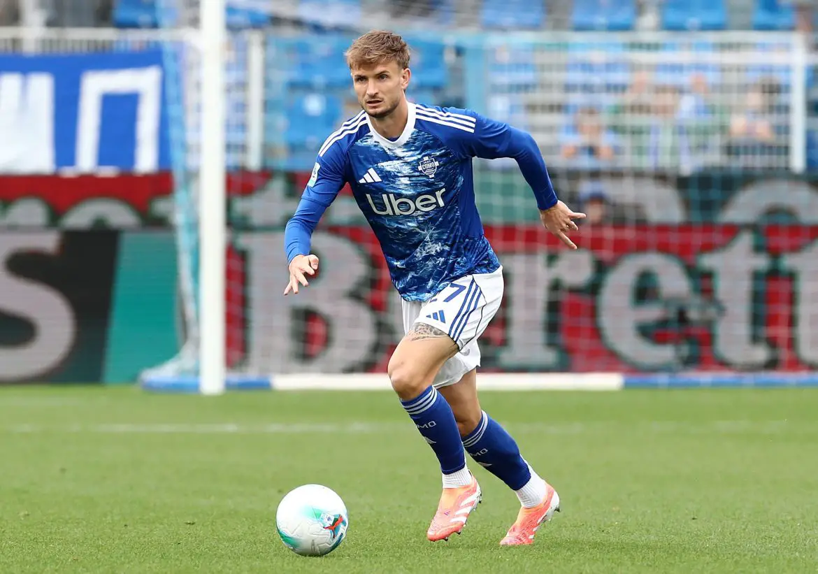 Bologna defender Stefan Posch on loan at Como.