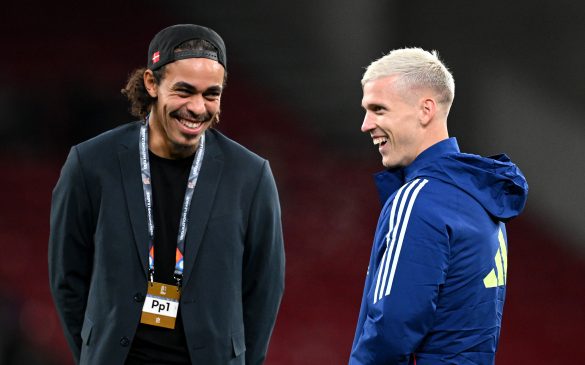 Yussuf Poulsen while on international duty with Hamburg.