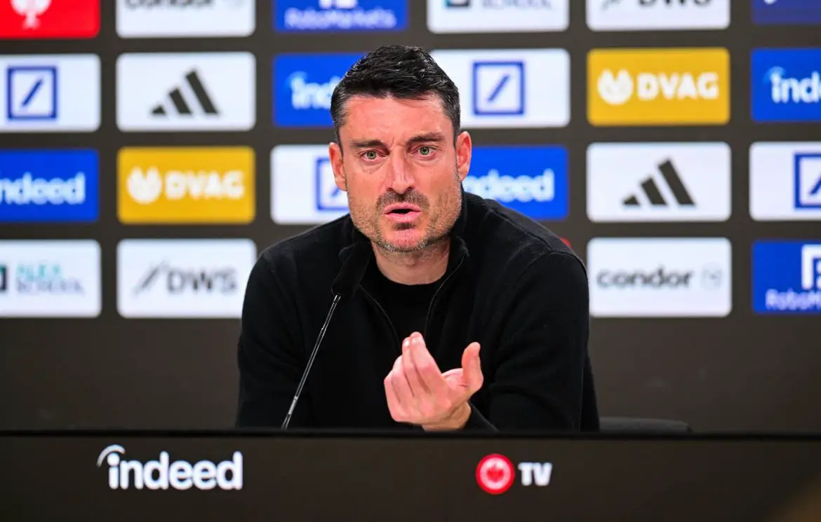 Eintracht Frankfurt head coach Albert Riera at Sunday's post match press conference following the 2-2 Bundesliga draw with Köln.