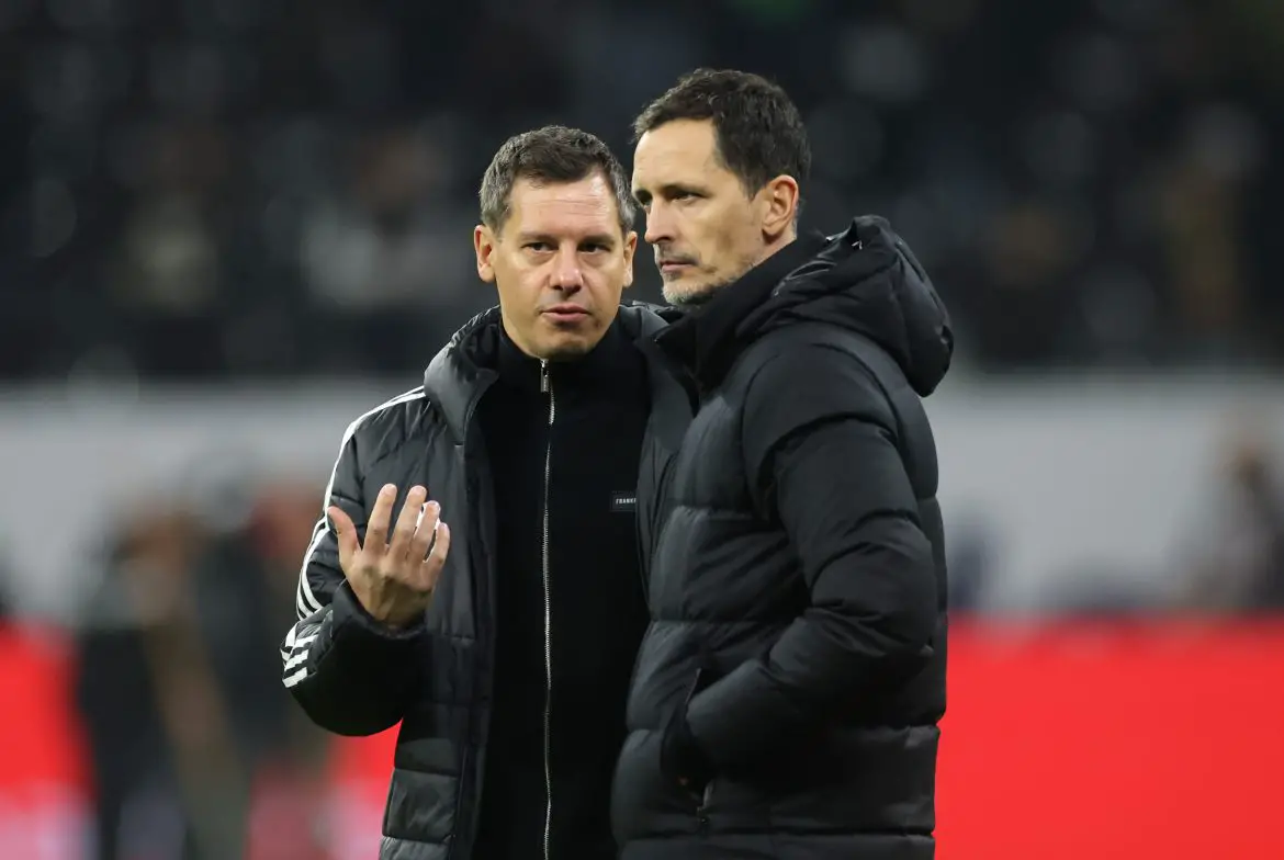 Eintracht Frankfurt sporting director Timmo Hardung (left) and SGE head coach Dino Toppmöller (right).