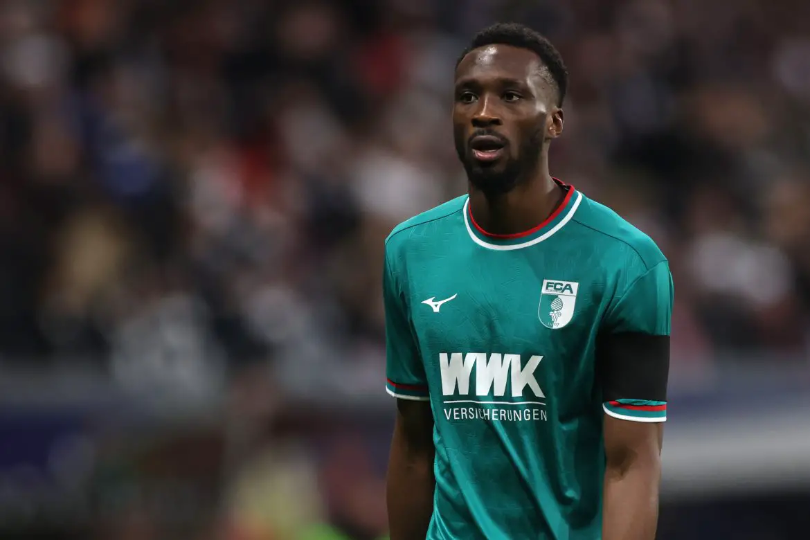 Palace transfer target Chrislain Matsima playing for Augsburg in the Bundesliga.
