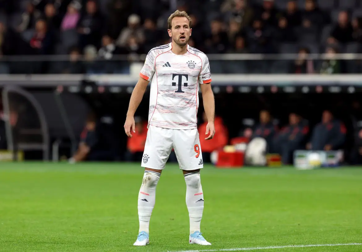 Harry Kane of Bayern Munich during the Saturday evening Bundesliga match against Eintracht Frankfurt.