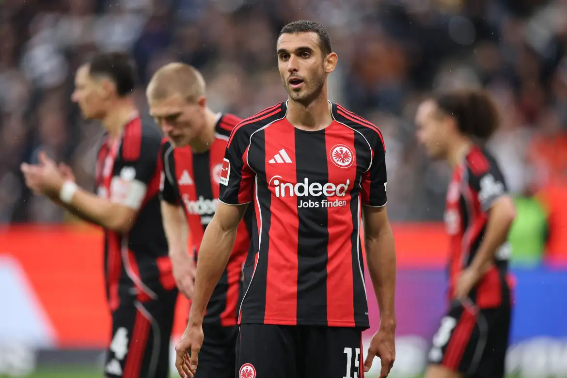 Former 1. FC Köln midfielder Ellyes Skhiri playing for Eintracht Frankfurt in the Bundesliga.