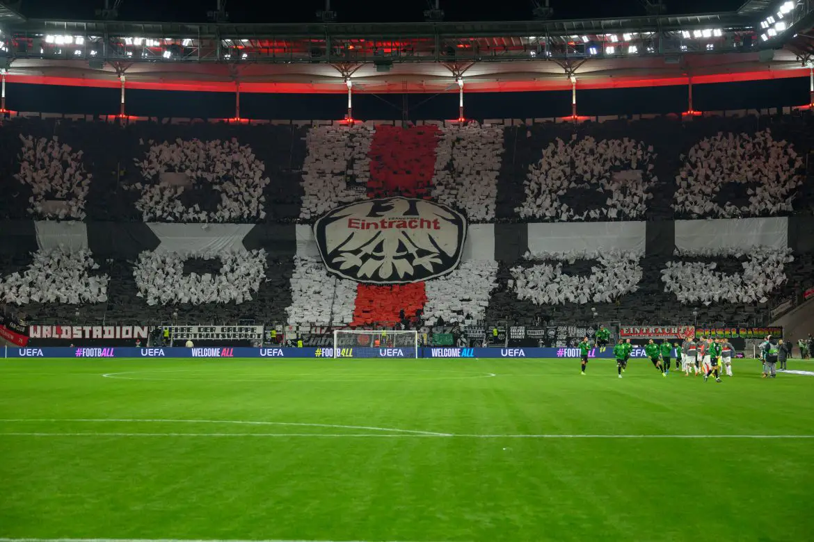 Eintracht Frankfurt fans display a choreo.