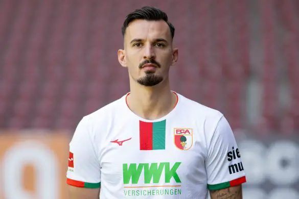 German striker Mërgim Berisha during his days representing FC Augsburg.