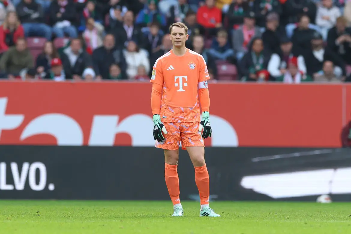 Manuel Neuer in Bayern Munich's 2-2 draw with Augsburg in the Bundesliga.