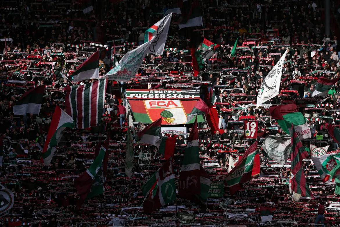 FC Augsburg show their support for their team in Bundesliga.