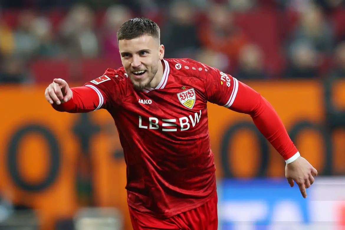 VfB Stuttgart striker Ermedin Demirovic in action in the Bundesliga.