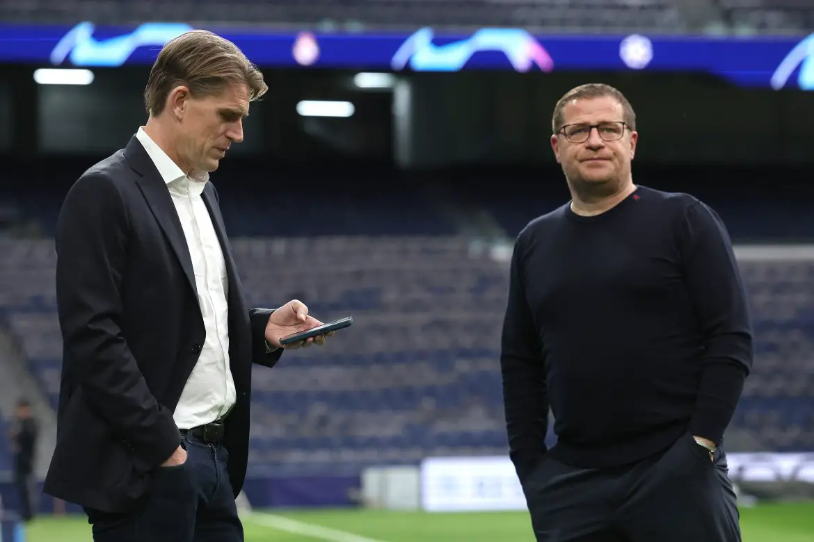 Christoph Freund and Max Eberl of Bayern Munich.