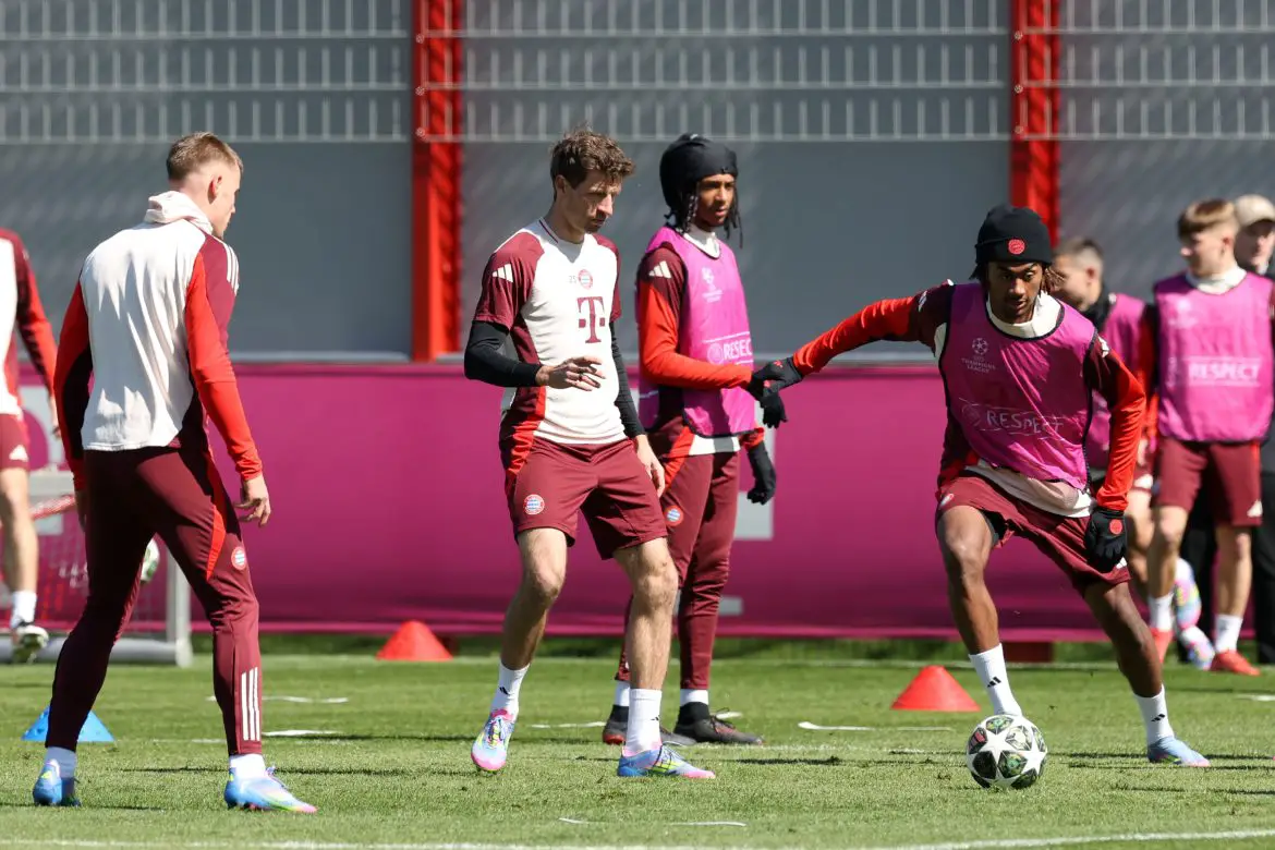 Thomas Müller at Bayern Munich's Monday training session.