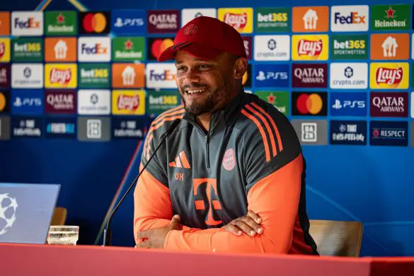 Bayern Munich head coach Vincent Kompany at a Tuesday Champions League press conference.