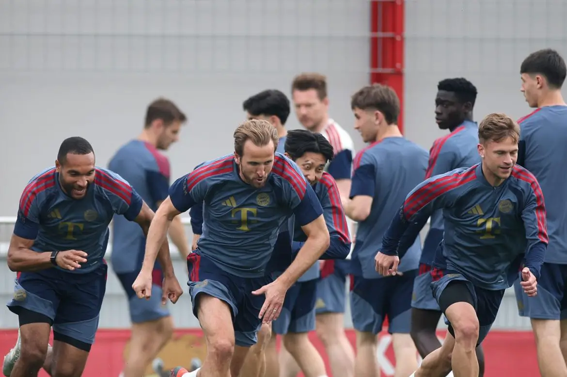Harry Kane and Co. training for Bayern Munich's Champions League game against PSG.