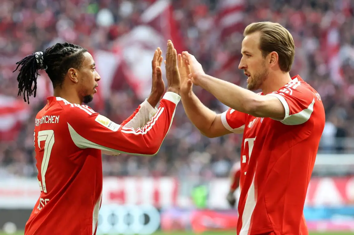 Michael Olise and Harry Kane of Bayern Munich.