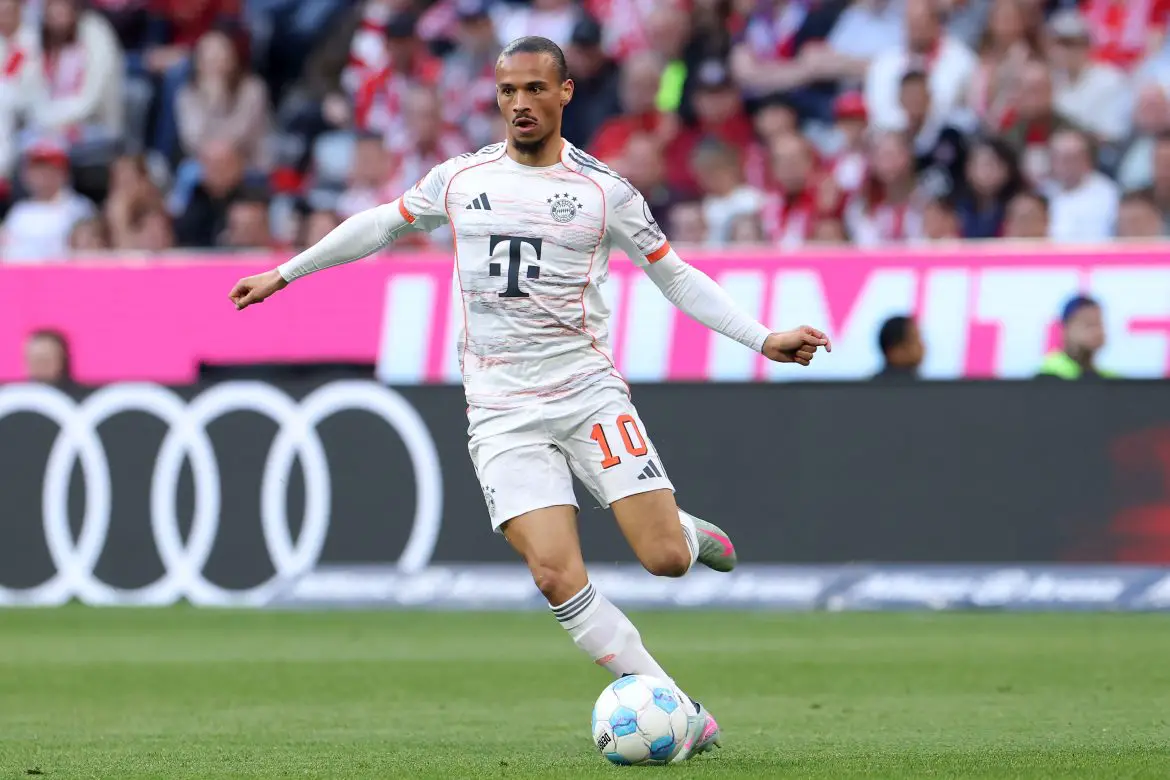 Bayern winger Leroy Sané at perhaps his final game at Bayern Munich's Allianz Arena last weekend.
