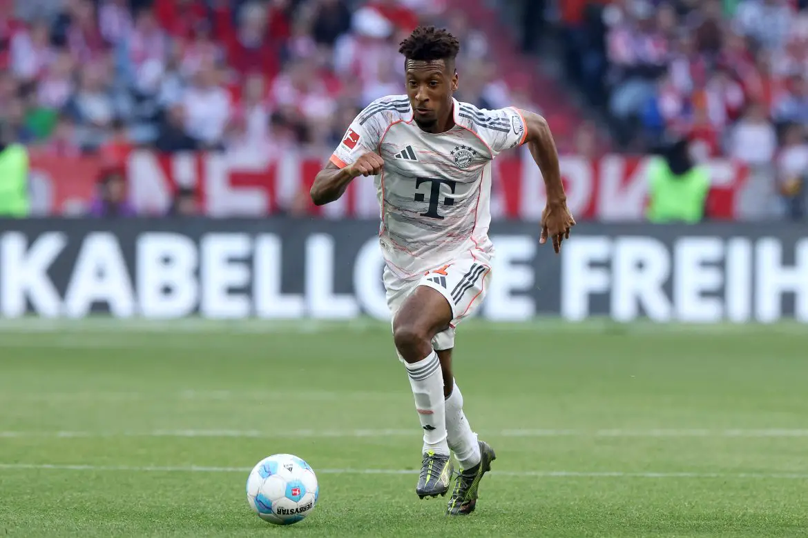 Kingsley Coman in action for Bayern Munich.