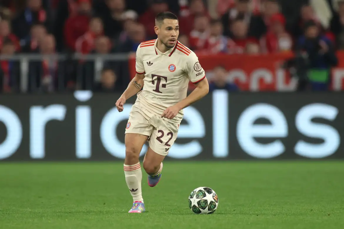 Raphael Guerreiro playing for Bayern Munich against Inter in the Champions League.